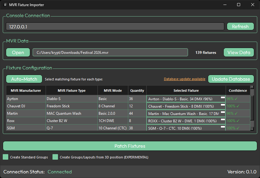 MVR Fixture Importer
